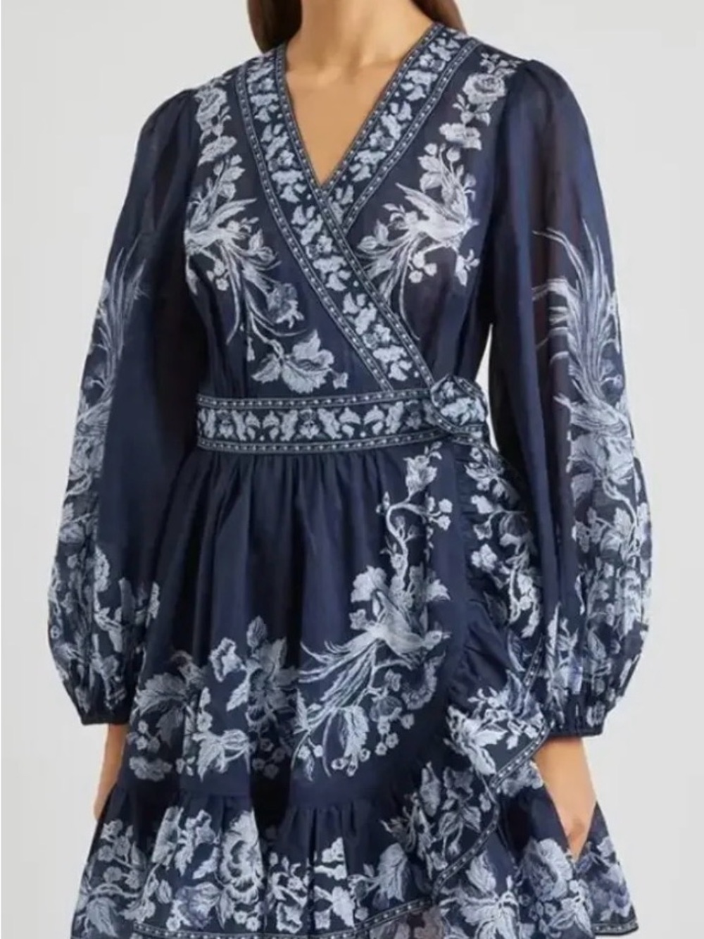 ZIMMERMAN Aliane Floral-Print Cotton Wrap Dress (Sz 0P) - Picture 3 of 7
